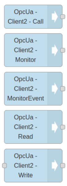 "The OPC UA nodes in the Node-RED palette"